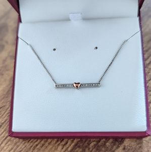 14k rose gold Helzberg "i am loved" Sterling Silver Diamond bar pendant